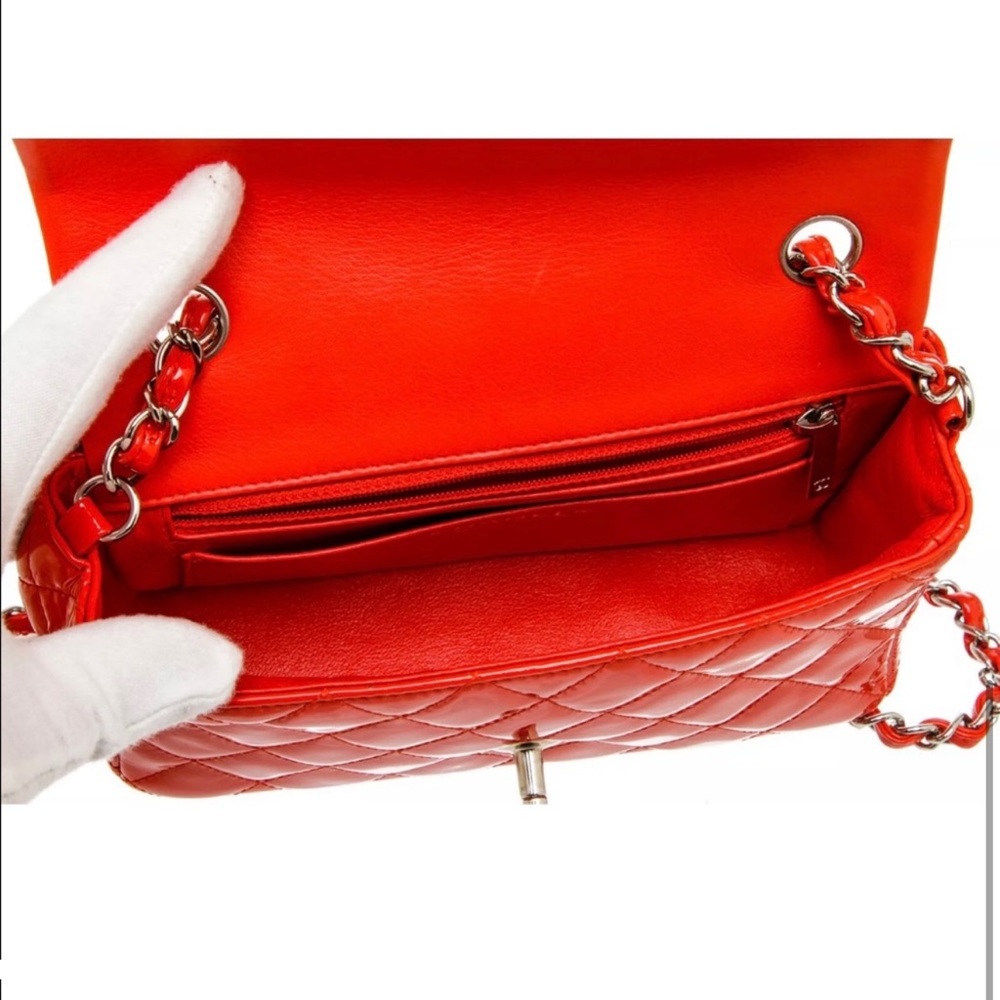 Chanel Patent Red Rectangular Mini Classic Flap - Picture 5 of 9